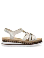 Sandały damskie - Rieker Sandały V7949-90 Srebrne rodowanie - miniaturka - grafika 1