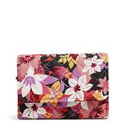 Portfele - Vera Bradley Damski kompaktowy portfel Riley z bawełny z recyklingu, z ochroną RFID, różowy kwiatowy, jeden rozmiar - miniaturka - grafika 1