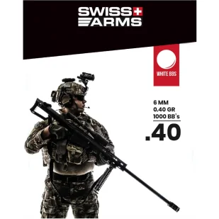 Kulki Cybergun SWISS ARMS Białe 0.40gr 1000szt - Amunicja i osprzęt ASG - miniaturka - grafika 1