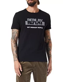 Koszulki męskie - Replay T-shirt męski, 098 BLACK, L - grafika 1