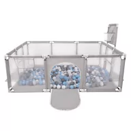 Łóżeczka i kojce - Selonis Boisko BO-100X z piłeczkami 6cm szary: szary-biały-transparent-babyblue 180x122x62/400piłek Zabawka kojec - miniaturka - grafika 1