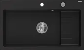 Zlewozmywaki - Mexen Omar zlewozmywak granitowy 1-komorowy 800 x 480 mm, czarny, syfon chrom - 6520801005-77 - miniaturka - grafika 1