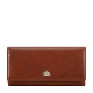 Portfele - Damski portfel skórzany z herbem duży jasny brąz - miniaturka - grafika 1