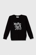 Swetry dla chłopców - Calvin Klein Jeans sweter bawełniany dziecięcy kolor czarny lekki - miniaturka - grafika 1