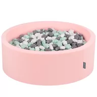 Zabawki do kąpieli - KiddyMoon Suchy basen okrągły z gwiazdkami 6cm różowy: biały-szary-mięta 90x30cm/300gwiazdek Zabawka basen piankowy - miniaturka - grafika 1