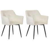 Krzesła - Zestaw 2 krzeseł do jadalni welurowy kremowy beżowy JASMIN - miniaturka - grafika 1