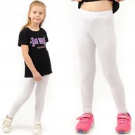 Legginsy - Elastyczne Legginsy Bawełniane Klasyczne Getry Polskie Białe 128 - miniaturka - grafika 1