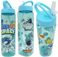 Bidony dla dzieci - Bidon Butelka Dla Dzieci Kosmos Astronauta Chowana Słomka Niebieski 700Ml - miniaturka - grafika 1
