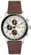Zegarki męskie - Zegarek Fossil FS6042 SPORT TOURER Chronograph Brown Leather Strap 42mm - miniaturka - grafika 1