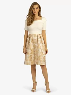 ApartFashion Damska sukienka żakardowa, kremowo-złota, normalna - Sukienki - miniaturka - grafika 1