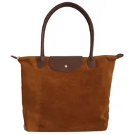 Torebki damskie - Duża zamszowa włoska torba XL- A4 , worek shopper na ramię Vera Pelle Camel z Brązem VKA41CM - miniaturka - grafika 1