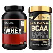 Whey OPTIMUM NUTRITION Whey Gold Standard - 908g + BCAA Train + Sustain - 266g ""X-Mass Promo""