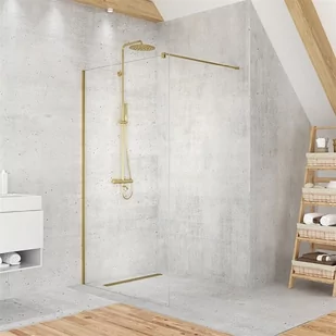 NEW TRENDY Kabina VELIO SATIN GOLD walk-in 130x200 szkło czyste 8mm z powłoką D-0200B - Kabiny prysznicowe NEW TRENDY Kabina VELIO SATIN GOLD walk-in 130x200 szkło czyste 8mm z powłoką D-0200B - Kabiny prysznicowe - miniaturka - grafika 2