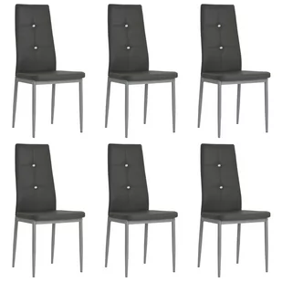 vidaXL Krzesła ze sztucznej skóry, 6 szt., 43 x 43,5 x 96 cm, szare - Krzesła - miniaturka - grafika 1