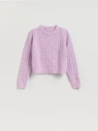 Swetry damskie - Reserved - Kardigan z ozdobnymi guzikami - lawendowy - miniaturka - grafika 1