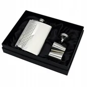 Piersiówki - Piersiówka Z Tłoczeniami + 2 Kieliszki Lejek - miniaturka - grafika 1