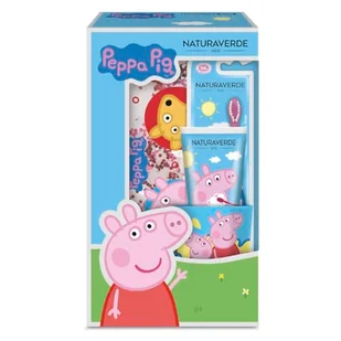 Naturaverde | Peppa Pig Gift Set Oral Care, ręczna szczoteczka do zębów, pasta do zębów dla dzieci smak truskawki 75ml, szklanka i kopertówka brokatowa - Szczoteczki do zębów dla dzieci - miniaturka - grafika 1