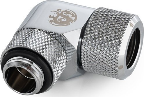 BitsPower Bitspower Advanced Adapter 90 Grad G1/4 Zoll AG auf 12mm AD Hardtube - drehbar, silber