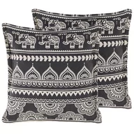 Poduszki dekoracyjne - 2 Poduszki Dekoracyjne W Orientalny Wzór 45 X 45 Cm Czarno-białe Atabagi - miniaturka - grafika 1