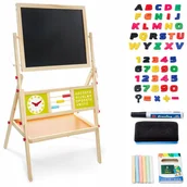 Zabawki interaktywne dla dzieci - TABLICA MAGNETYCZNA KREDOWA DREWNIANA OBROTOWA - miniaturka - grafika 1