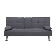 Sofy i kanapy - Beliani Rozkładana tapicerowana sofa ROXEN ciemnoszara - miniaturka - grafika 1