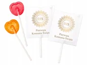 Gumy do żucia, lizaki, dropsy - Lizaki podziękowanie Komunia Święta zestaw 50 szt. wzór 2 - miniaturka - grafika 1