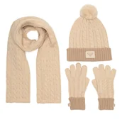 Czapki dla dzieci - Zestaw czapka, szalik i rękawiczki Roxy RX-KF-001-AW24 Beżowy - miniaturka - grafika 1