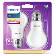 Żarówki LED - Philips bańka E27 8W 60W WW 2-pak - miniaturka - grafika 1