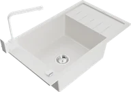 Zlewozmywaki z baterią - Mexen Elias zlewozmywak granitowy 1-komorowy z ociekaczem i baterią kuchenną Rita, biały - 6511-20-670300-20 - miniaturka - grafika 1