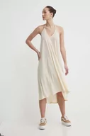 Sukienki - Roxy sukienka z domieszką lnu kolor beżowy mini prosta ERJX603390 - miniaturka - grafika 1