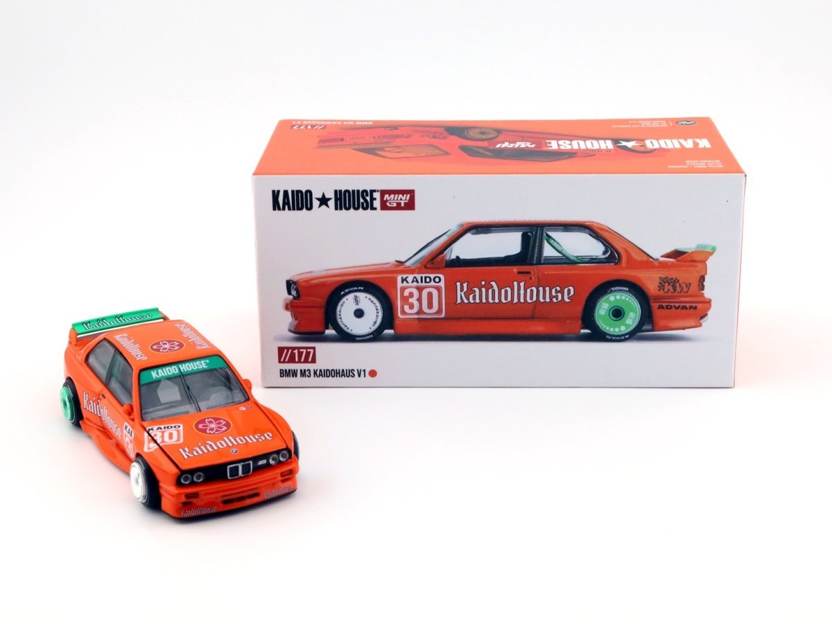 MINI GT Kaido House 177 BMW M3 E30 Kaidohaus V1 Orange MINIGT KHMG177
