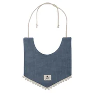 Śliniaki i fartuszki - Hi Little One śliniak wiązany BOHO LEO Blue Pom Pom - miniaturka - grafika 1