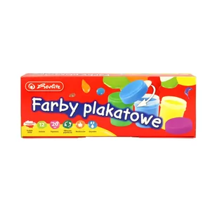 Herlitz Farby Plakatowe Szkolne 12 Kolorów X 20Ml - Przybory szkolne - miniaturka - grafika 1