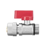 Zawory i kraniki - Zawór kulowy MINI z dławikiem ze złączką pex 1/2" x 16 czerwony Invena Prov - miniaturka - grafika 1