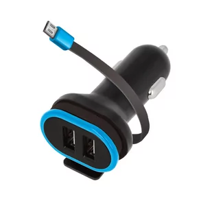 Forever Zasilacz samochodowy CC-02 2x USB micro USB kabel PSC2USB3AMUKTFO) Czarny - Ładowarki samochodowe - miniaturka - grafika 1