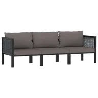 Sofy i kanapy - sofa 3-osobowa z poduszką z rattanu w kolorze antracytowym - miniaturka - grafika 1