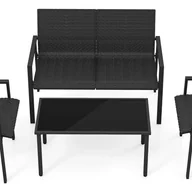 Meble ogrodowe - 4-częściowy zestaw mebli ogrodowych z polirattanu, meble tarasowe, ławką i stołem, do ogrodu, na taras, basen (czarny) - miniaturka - grafika 1