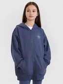 Bluzy dla dziewczynek - 4F Bluza dresowa rozpinana z kapturem dziewczęca - szara 122 (6-7 lat) - miniaturka - grafika 1