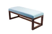 Ławki do przedpokoju - Ławka Na Buty Lpg-2 150 cm Emrawood Drewno Lite, kolor Orzech Siedzisko Gładkie, kolor Niebieski - miniaturka - grafika 1