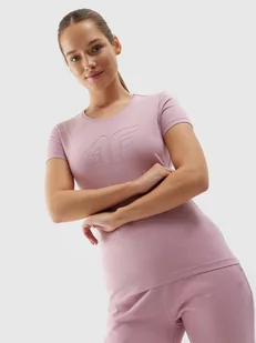 T-shirt elastyczny slim gładki damski 4F - Koszulki i topy damskie - miniaturka - grafika 1