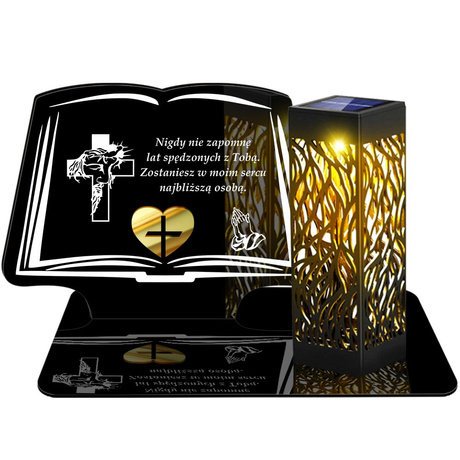 ZNICZ SOLARNY LED WIECZNY PODSTAWKA NA CMENTARZ GRÓB lampka Księga 3D