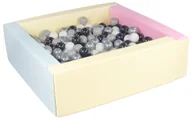 Suche baseny - Kwadratowy suchy basen z ekoskóry z 300 piłeczkami (różowy, niebieski, żółty (pastel)/czarny, biały, szary, srebrny) - miniaturka - grafika 1