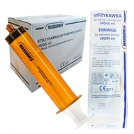 Meble i wyposażenie gabinetów medycznych - Strzykawka do pompy infuzyjnej 50ml bursztynowa Margomed 85szt - miniaturka - grafika 1