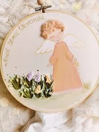 Ikony i obrazy sakralne - Obrazek z Aniołem Stróżem, pamiątka Chrztu I Komunii dla dziewczynki - miniaturka - grafika 1