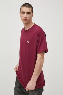 Koszulki męskie - Vans t-shirt bawełniany kolor fioletowy gładki - grafika 1