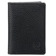 Etui na dokumenty i karty - Mały skórzany portfel damski na karty zbliżeniowe RFID z wyciąganym albumem (czarny) - miniaturka - grafika 1
