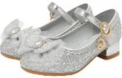 Buty dla dziewczynek - Błyszczące Pantofelki Balerinki Buciki Wizytowe Dla Dziewczynki R.33 Srebrne - miniaturka - grafika 1