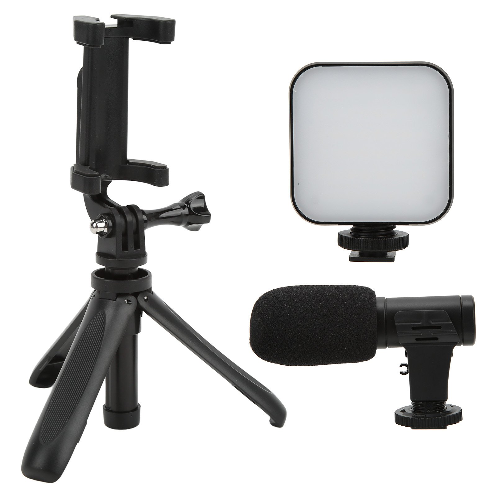 Zestaw do vlogowania, zestaw wideo do smartfona, zestaw do vlogowania do nagrywania wideo telefonem, zestaw do vlogowania telefonem, zestaw mikrofonu wideo do telefonu, zestaw do vlogowania z lekkim klipsem do telefonu, statywem i mikrofonem