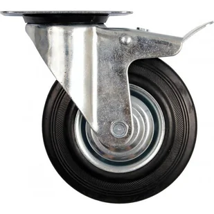 VOREL Kółko skrętne z czarną gumą i hamulcem 125mm 87323 - Pozostałe narzędzia ogrodowe - miniaturka - grafika 4