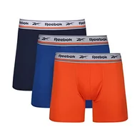 Spodenki męskie - Reebok męskie męskie spodnie sportowe z transportem wilgoci, elastyczny pas z logo, Smash Pomarańczowy/Wektor Niebieski/Wektor Granatowy (marynarski), S - miniaturka - grafika 1